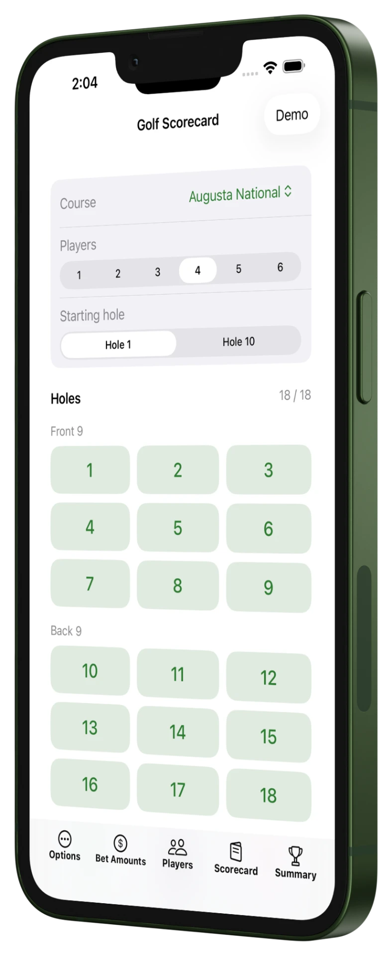 Golf Scores & Side Games home screen on iPhone
